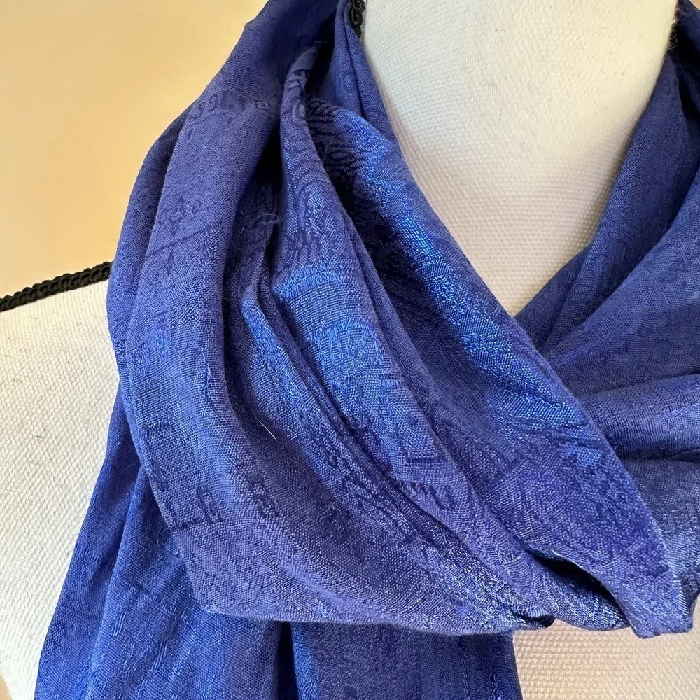 *DAGNY* Blue Thai Silk Fashion Tassel Scarf
